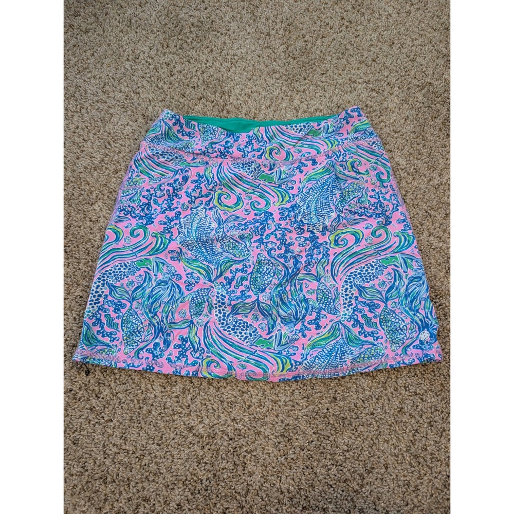 Lilly Pulitzer Luxletic Mermaid Print Skort Pink Blue Green Small
